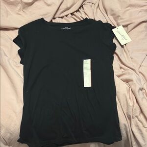 Universal Thread Black Fitted Cap Sleeve T-Shirt